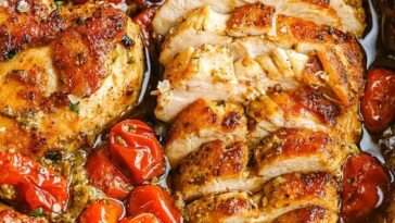 Creamy Pesto Chicken with Roasted Tomatoes Copie