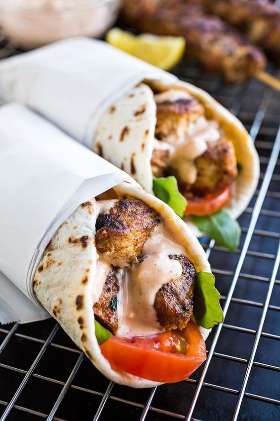 Grilled Lemon Chicken Flatbread Wraps Copie