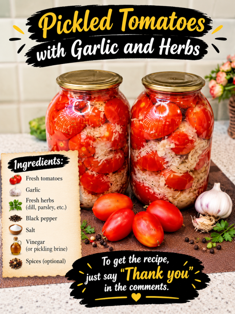 Pickled Tomatoes with Garlic and Herbs