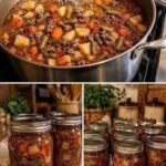 Easy ground beef vegetable soup with carrots, celery, tomatoes, and mixed vegetables in a savory broth